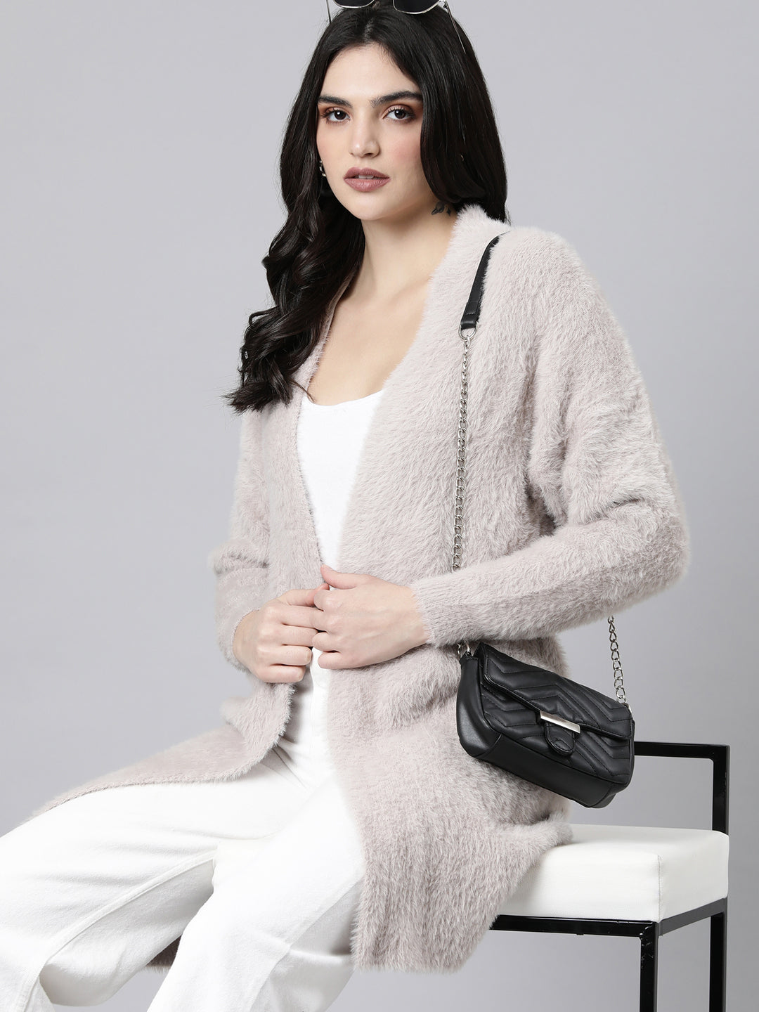 Women's Solid Beige Shrug