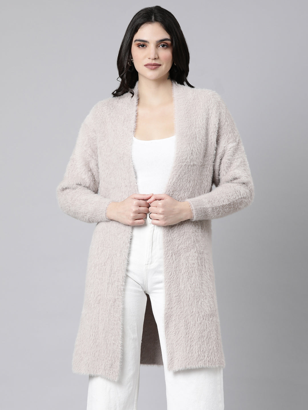 Women's Solid Beige Shrug