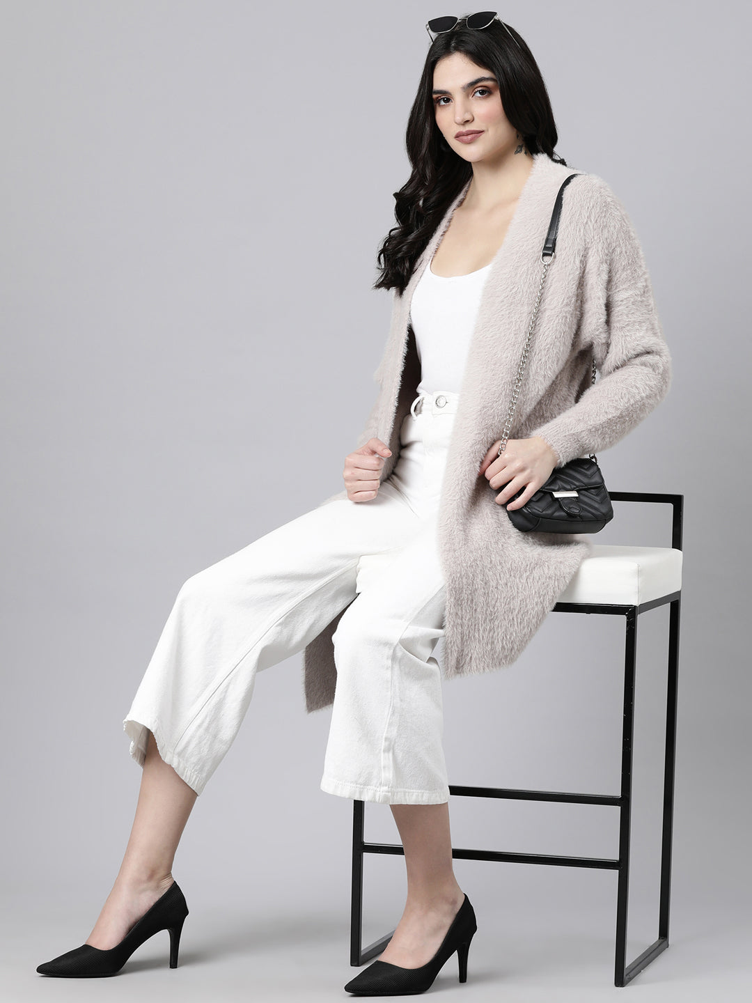 Women's Solid Beige Shrug