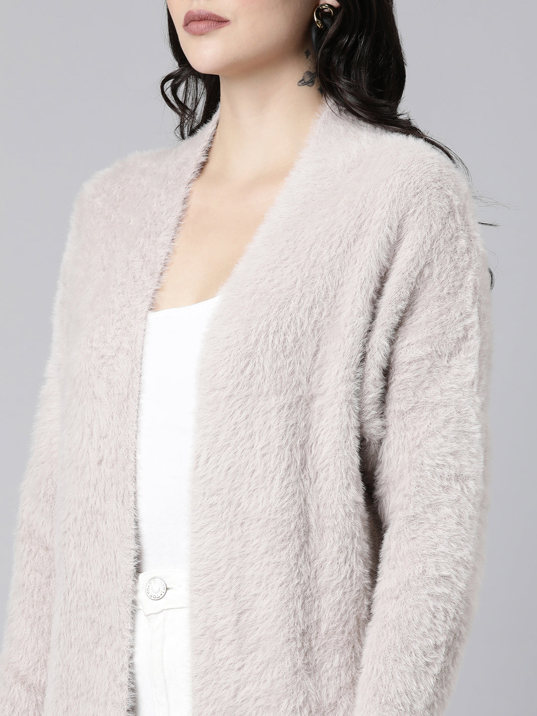 Women's Solid Beige Shrug