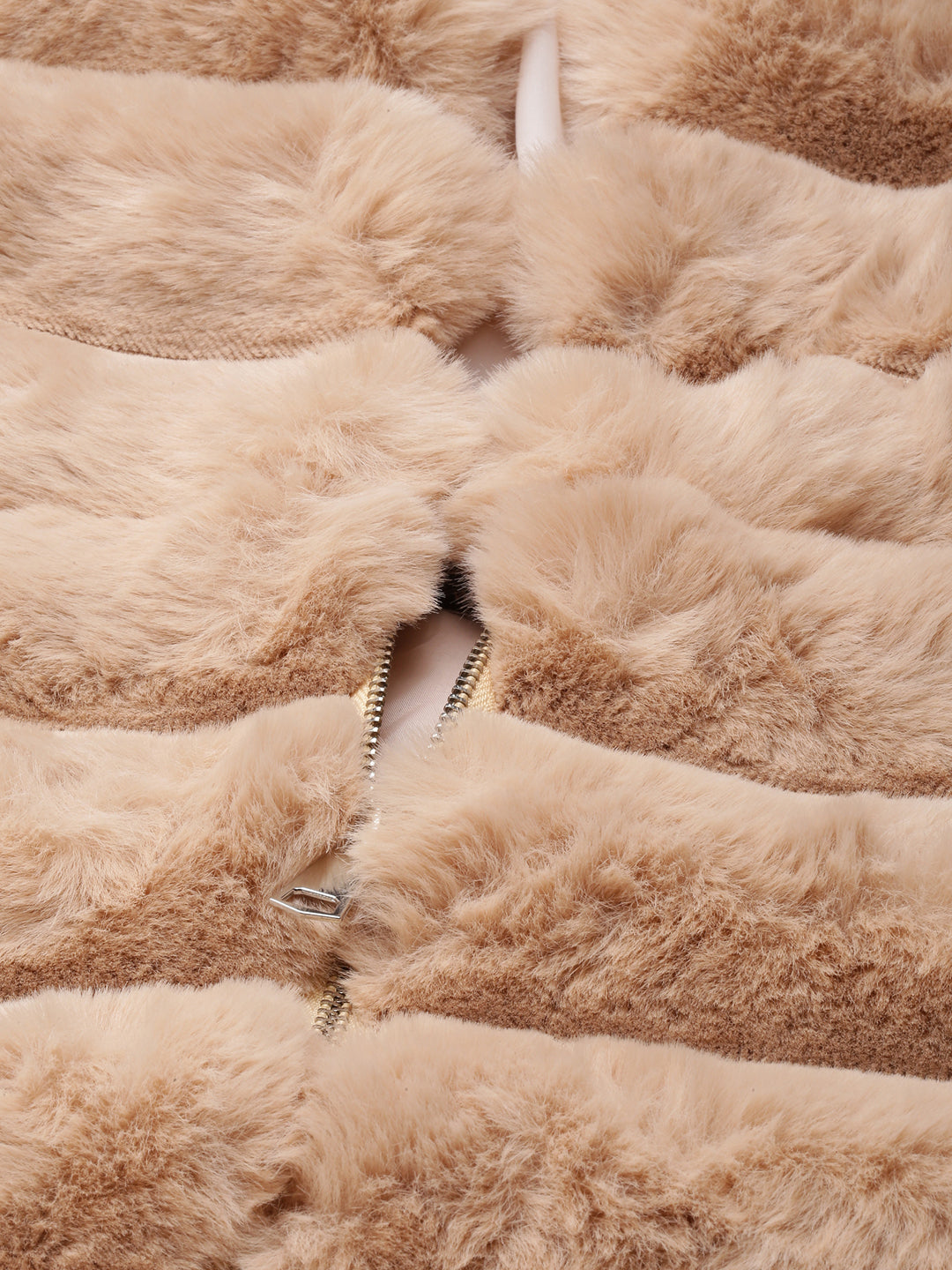 Women's Beige Self Design Hooded Windcheater Longline Padded Jacket