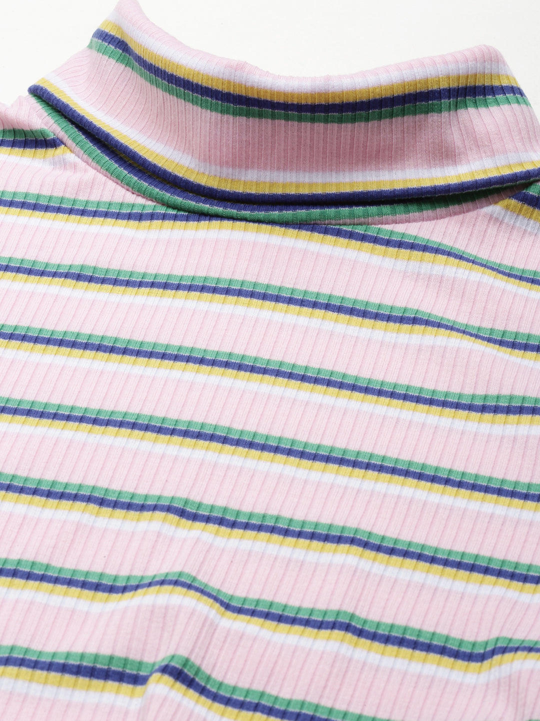 Women's Pink Striped Acrylic Regular Top