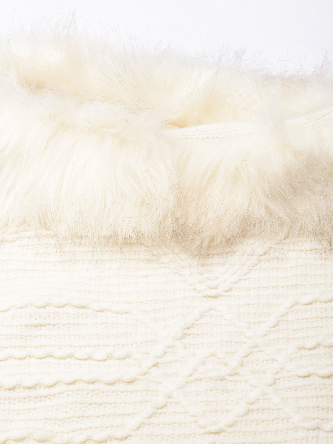 Women's Self Design Longline Cream Poncho