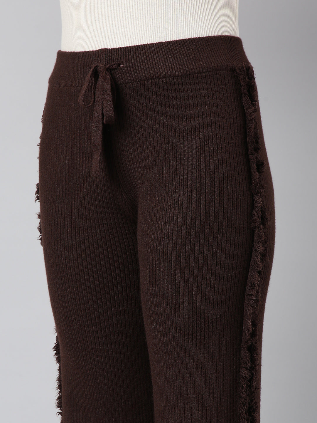 Women Solid Brown Parallel Trousers