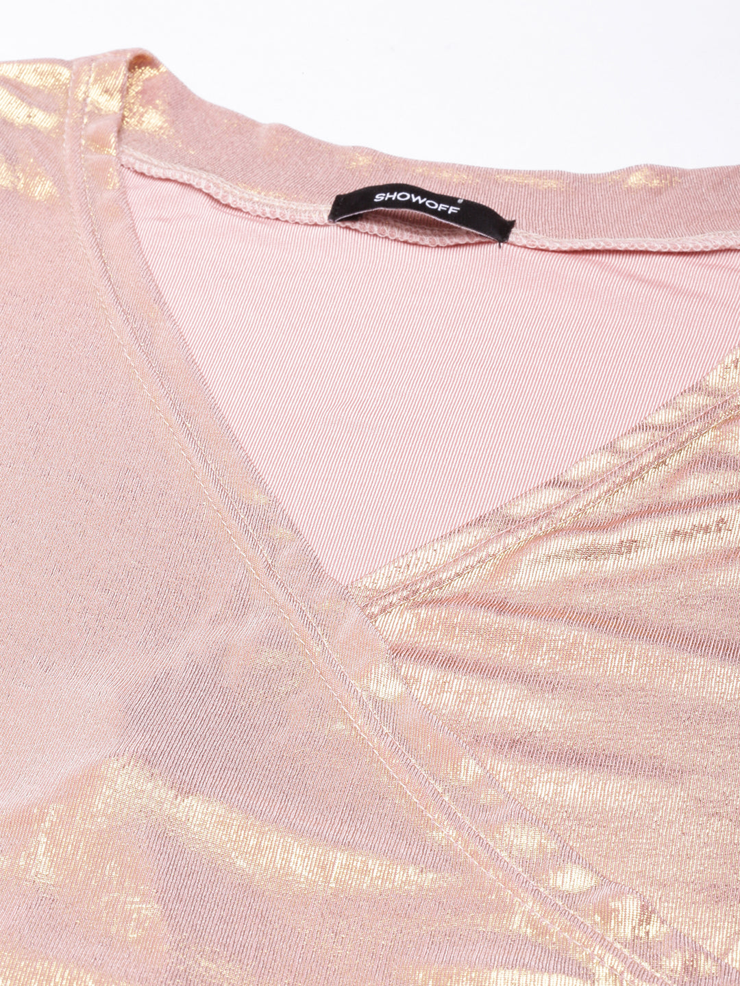 Women Peach Shimmer Wrap Top