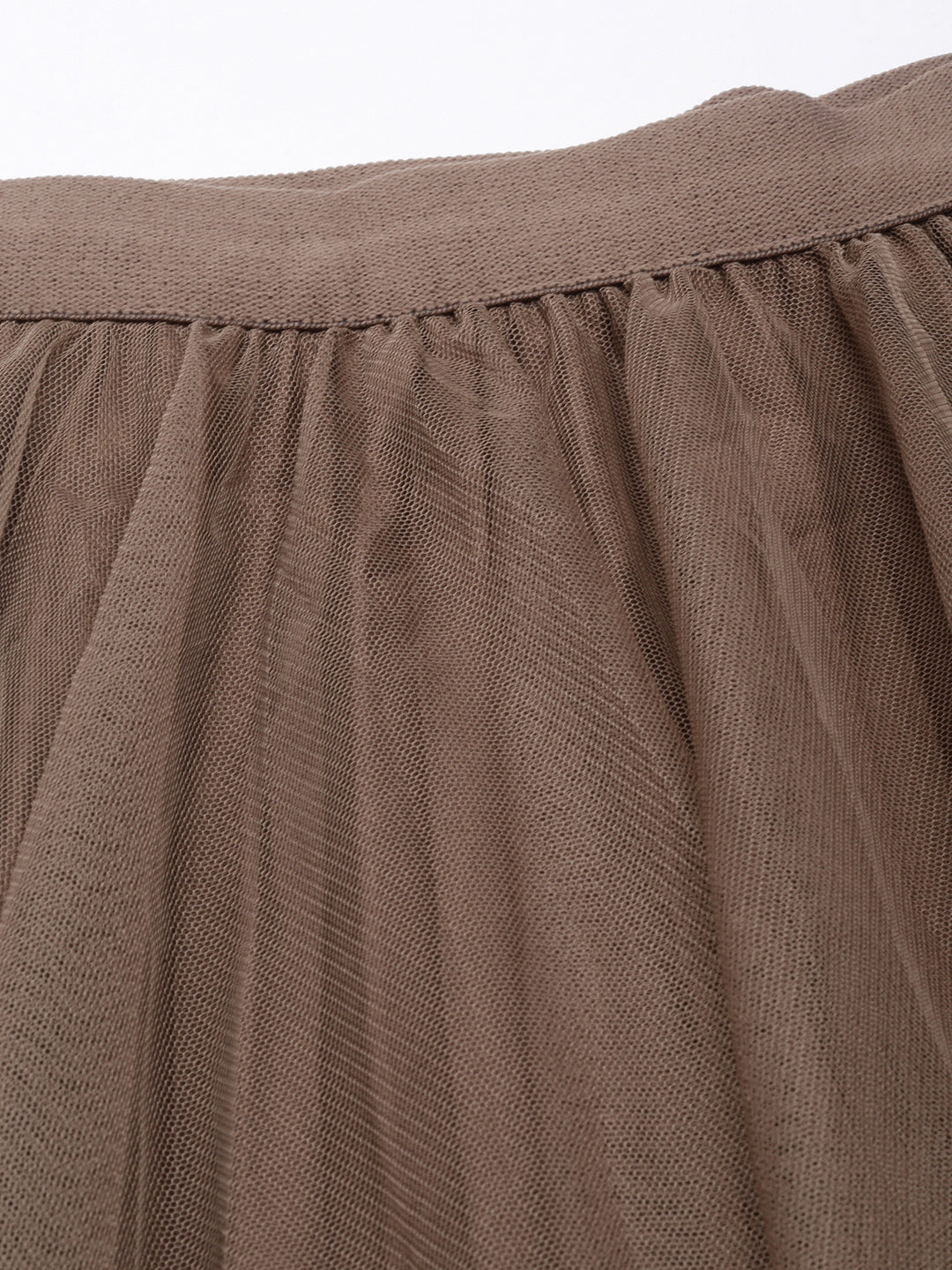 Women Flared Midi Brown Solid Skirt