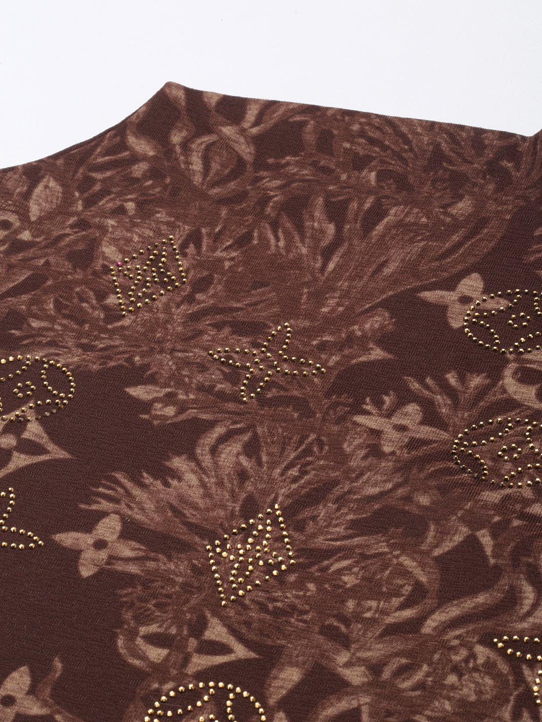 Women Brown Floral Fitted Top