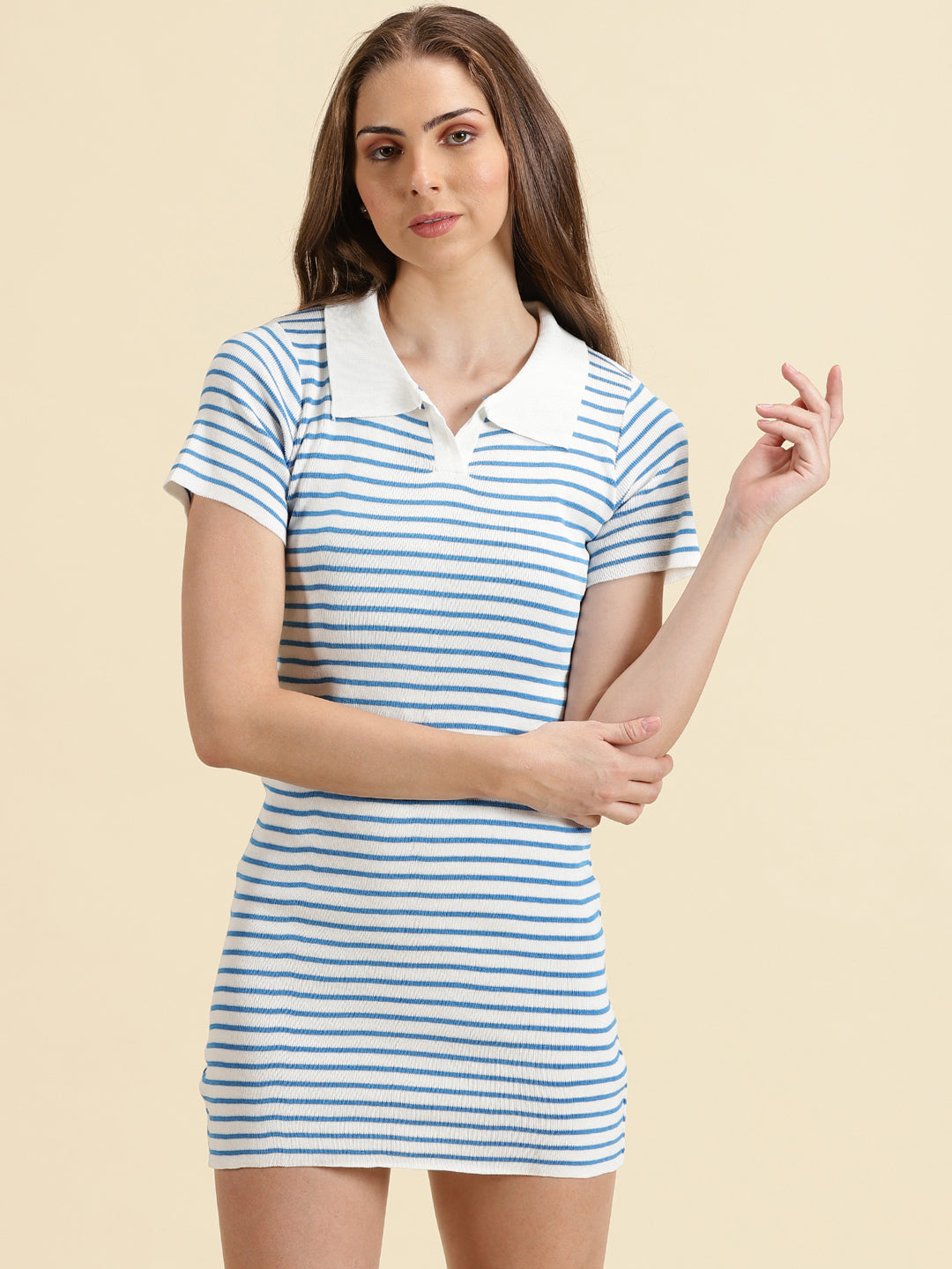 Women's White Striped Sheath Dress