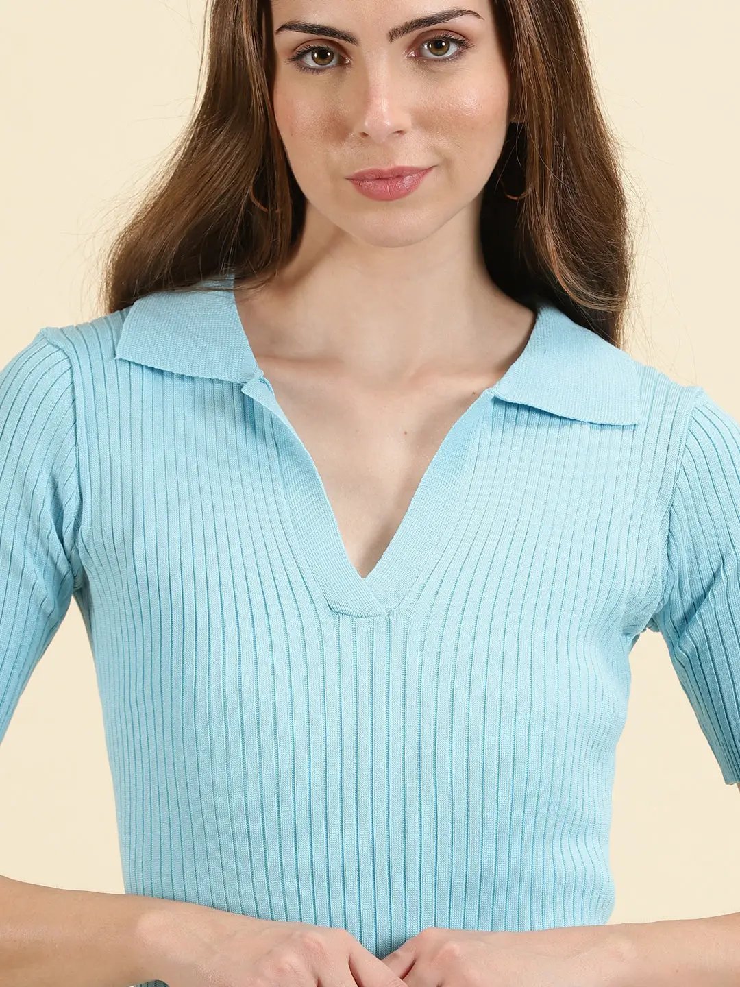 Women's Blue Solid Bodycon Dress