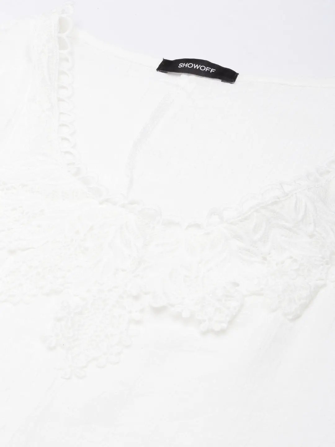 Women's White Self Design A-Line Dress