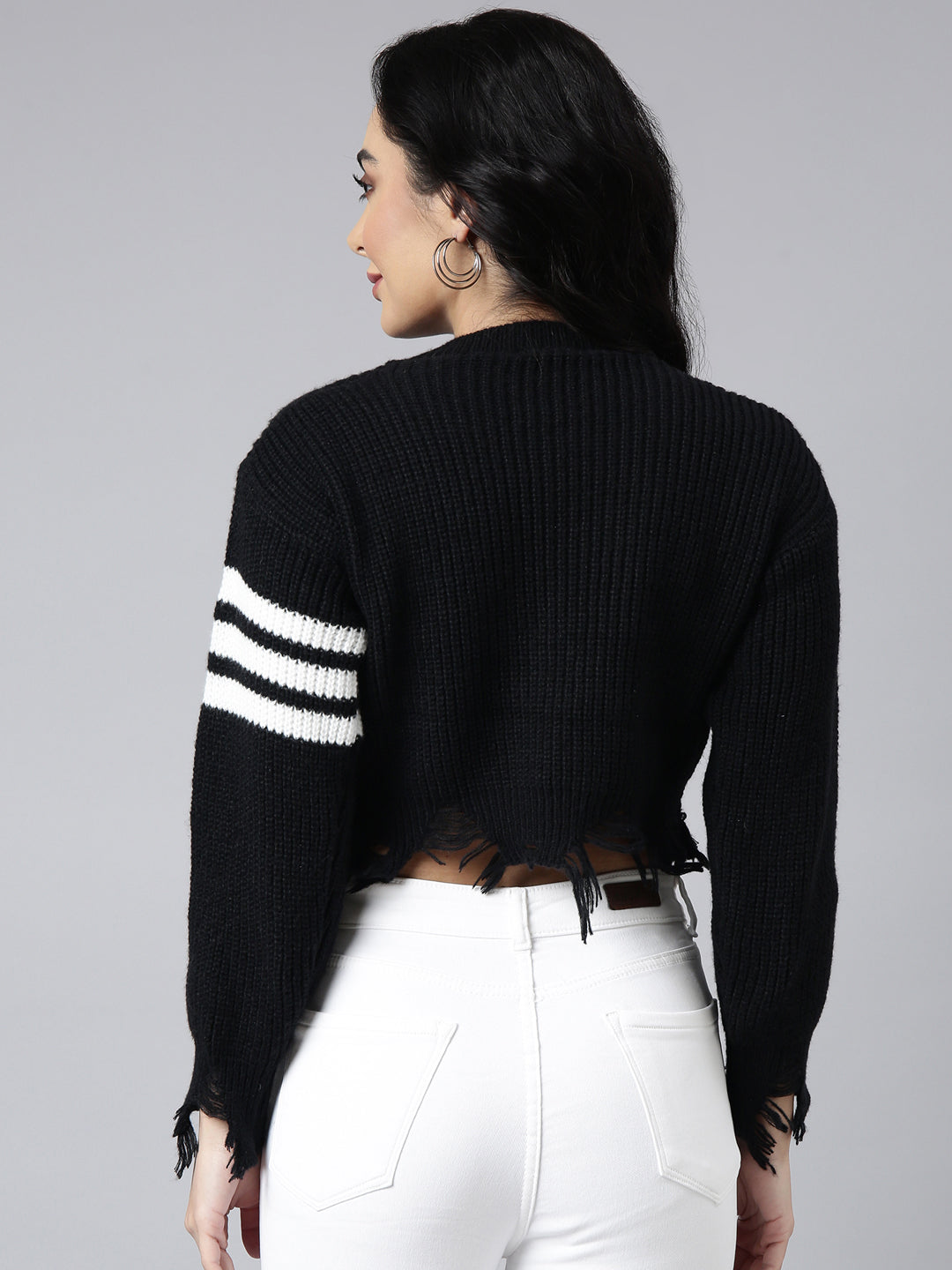 Women Black Solid Crop Top