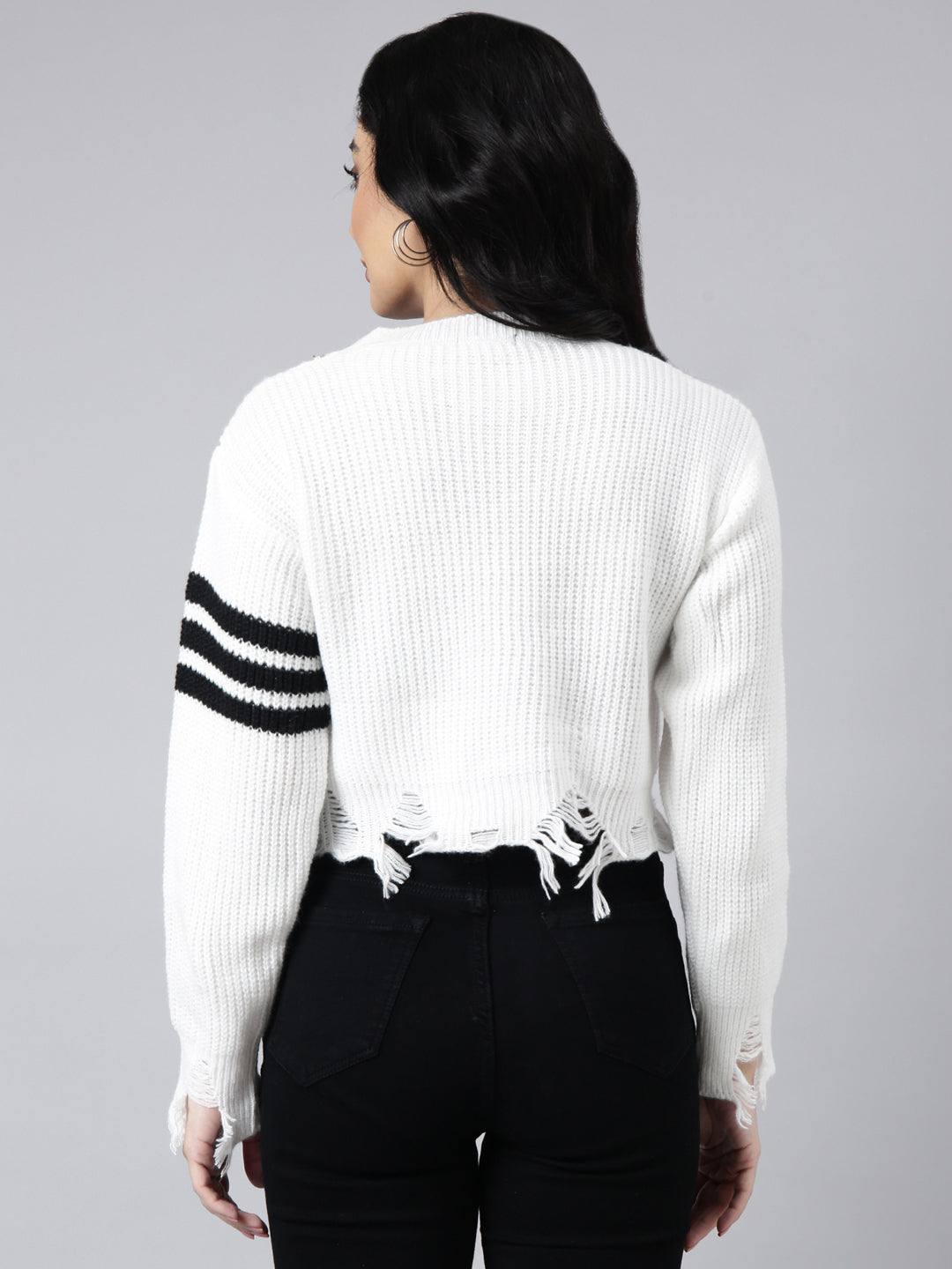 Women White Solid Crop Top