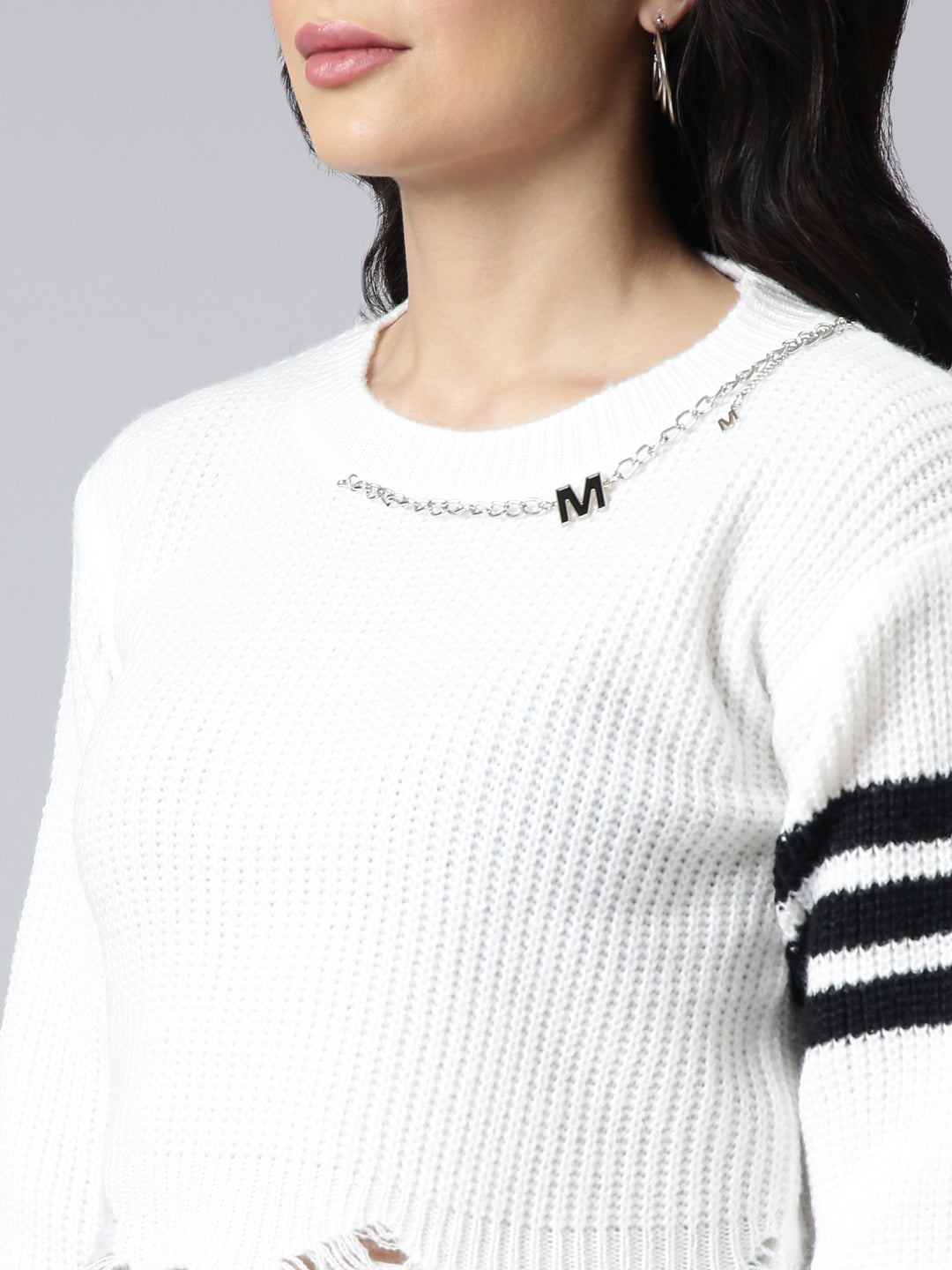 Women White Solid Crop Top