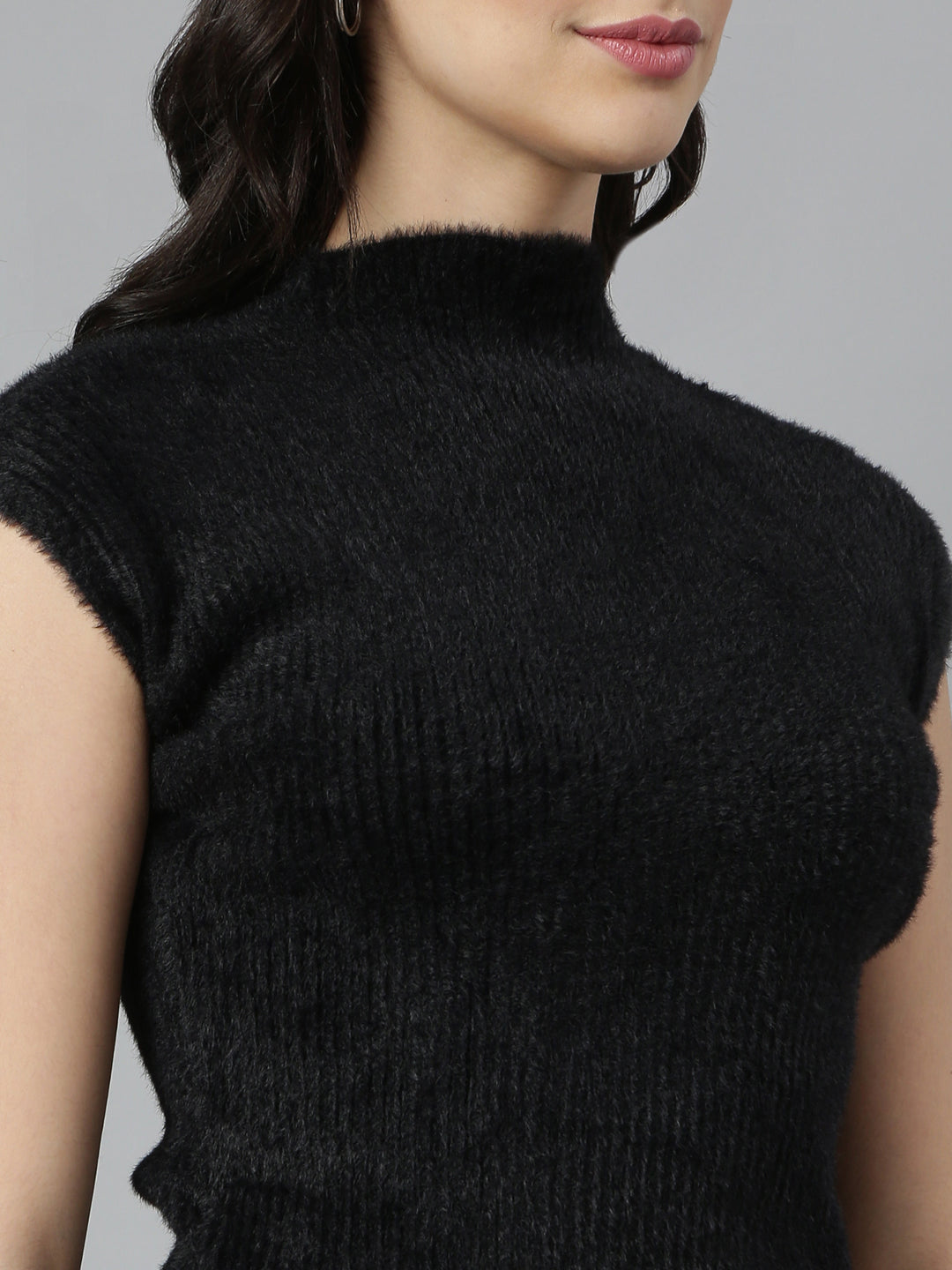 Women Solid Black Top