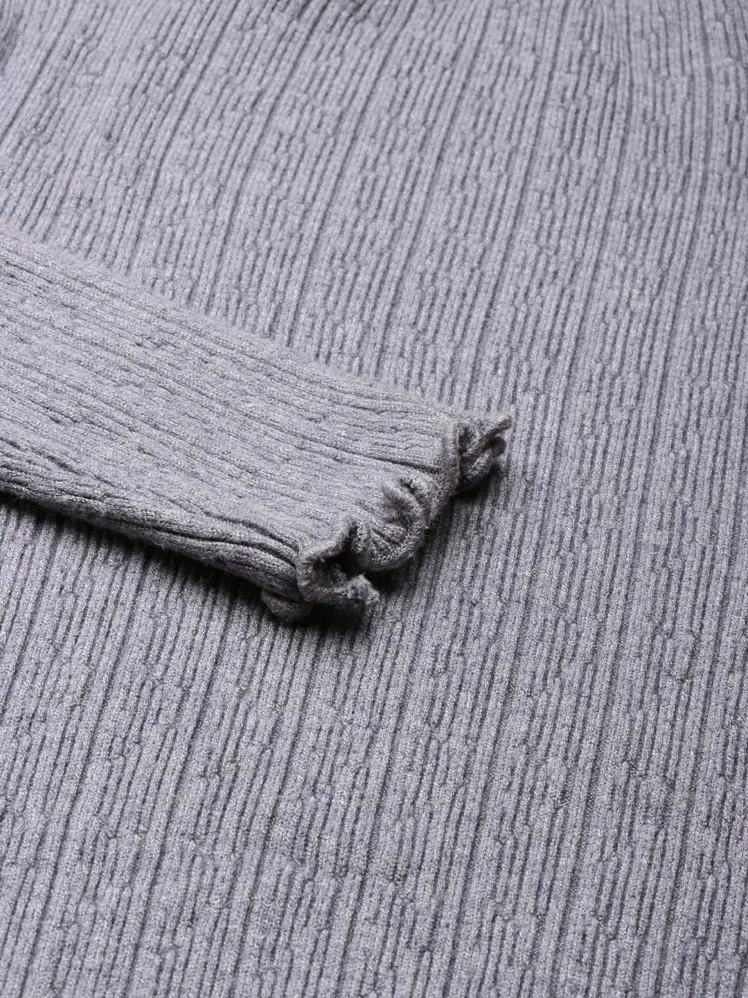 Women's Grey Solid Bodycon Dress