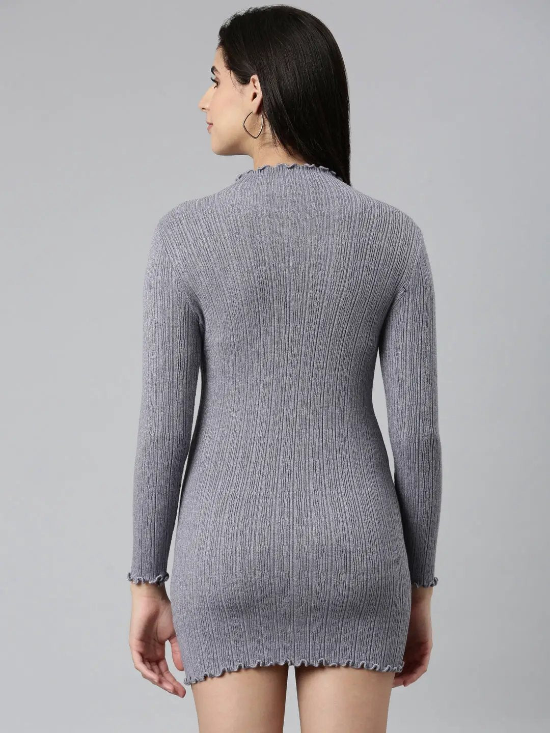 Women's Grey Solid Bodycon Dress