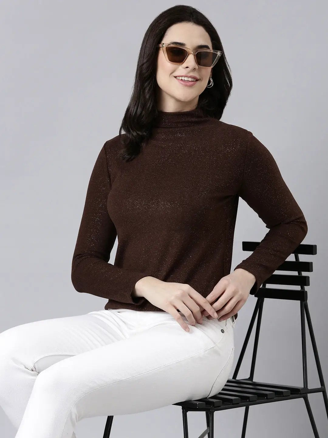 Women's Solid Brown Top