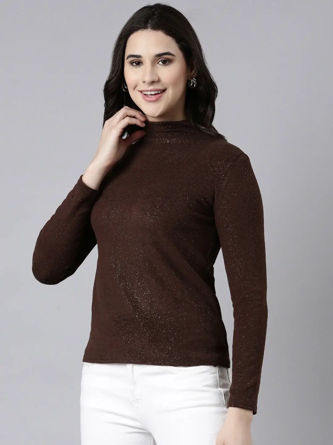 Women's Solid Brown Top