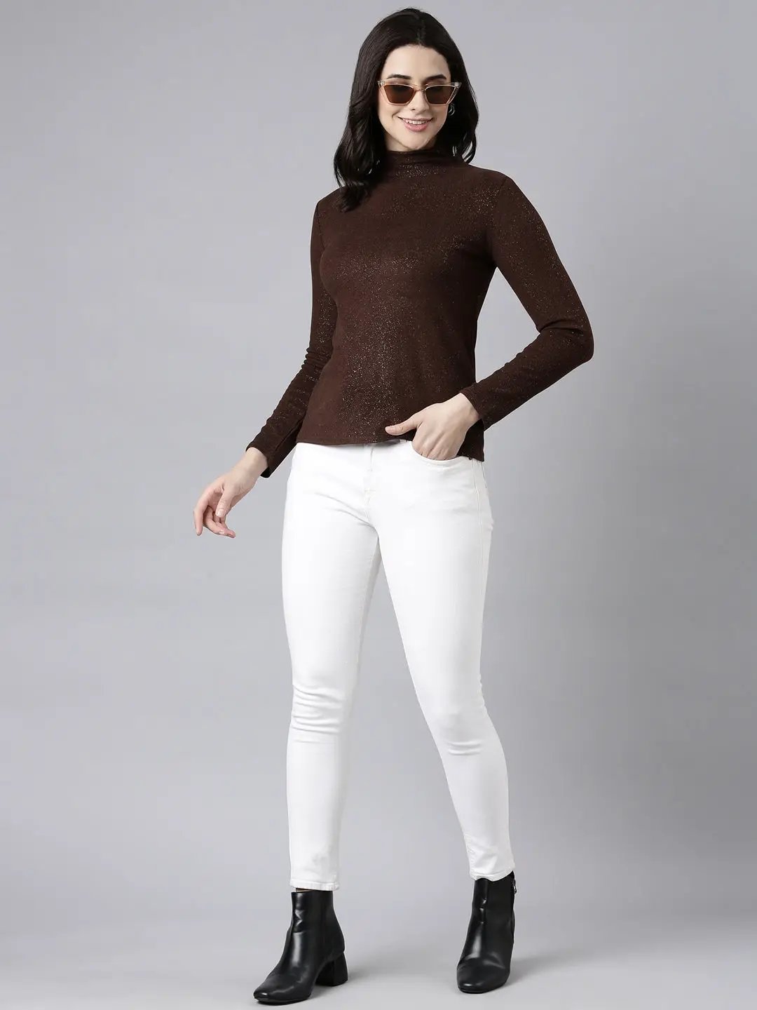 Women's Solid Brown Top