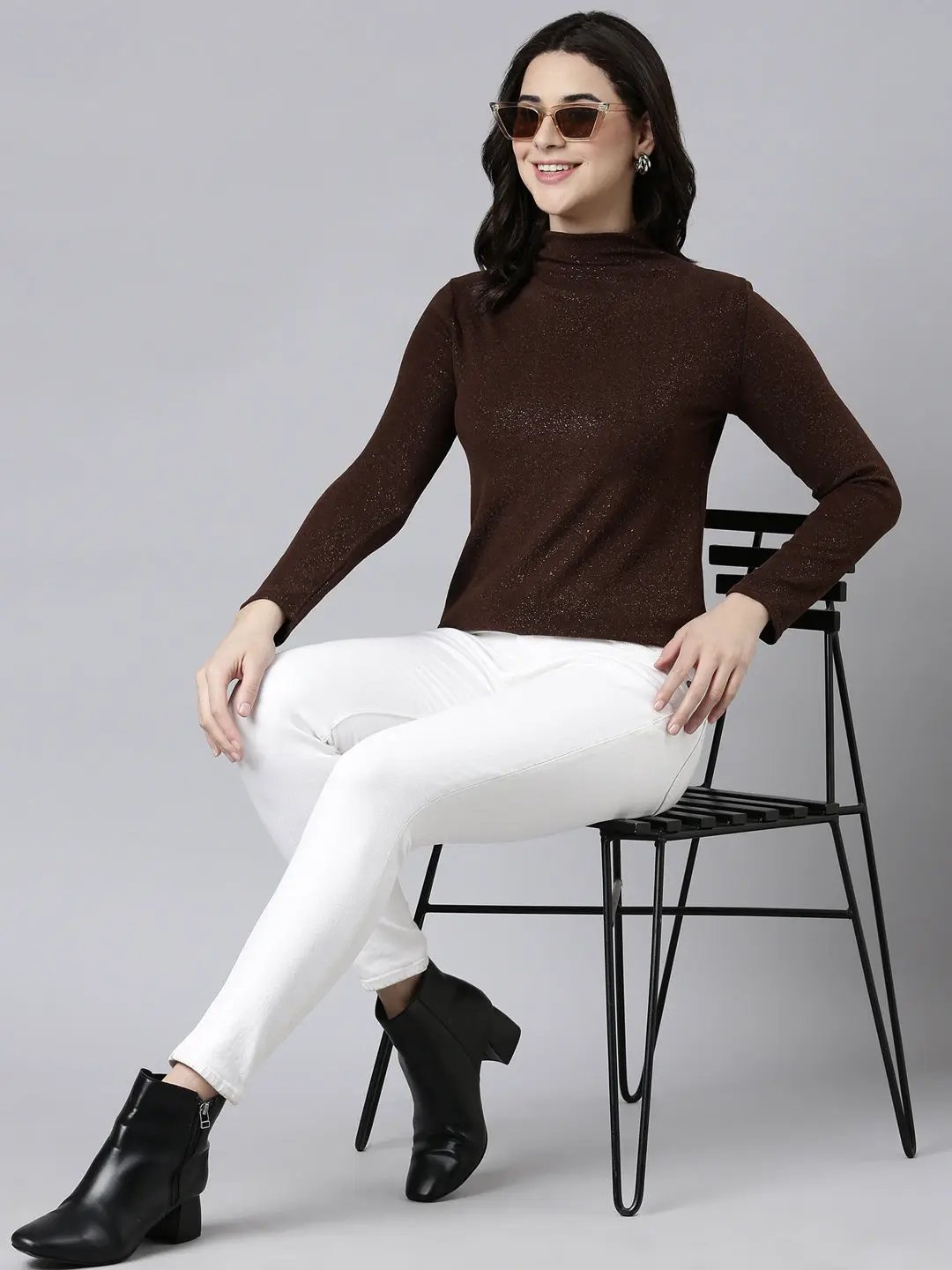 Women's Solid Brown Top