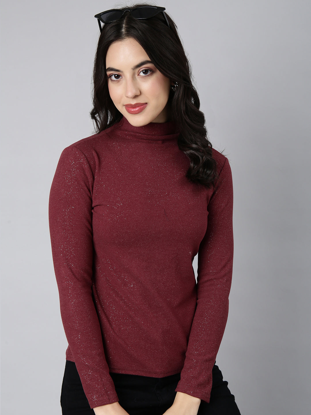 Women Solid Maroon Top