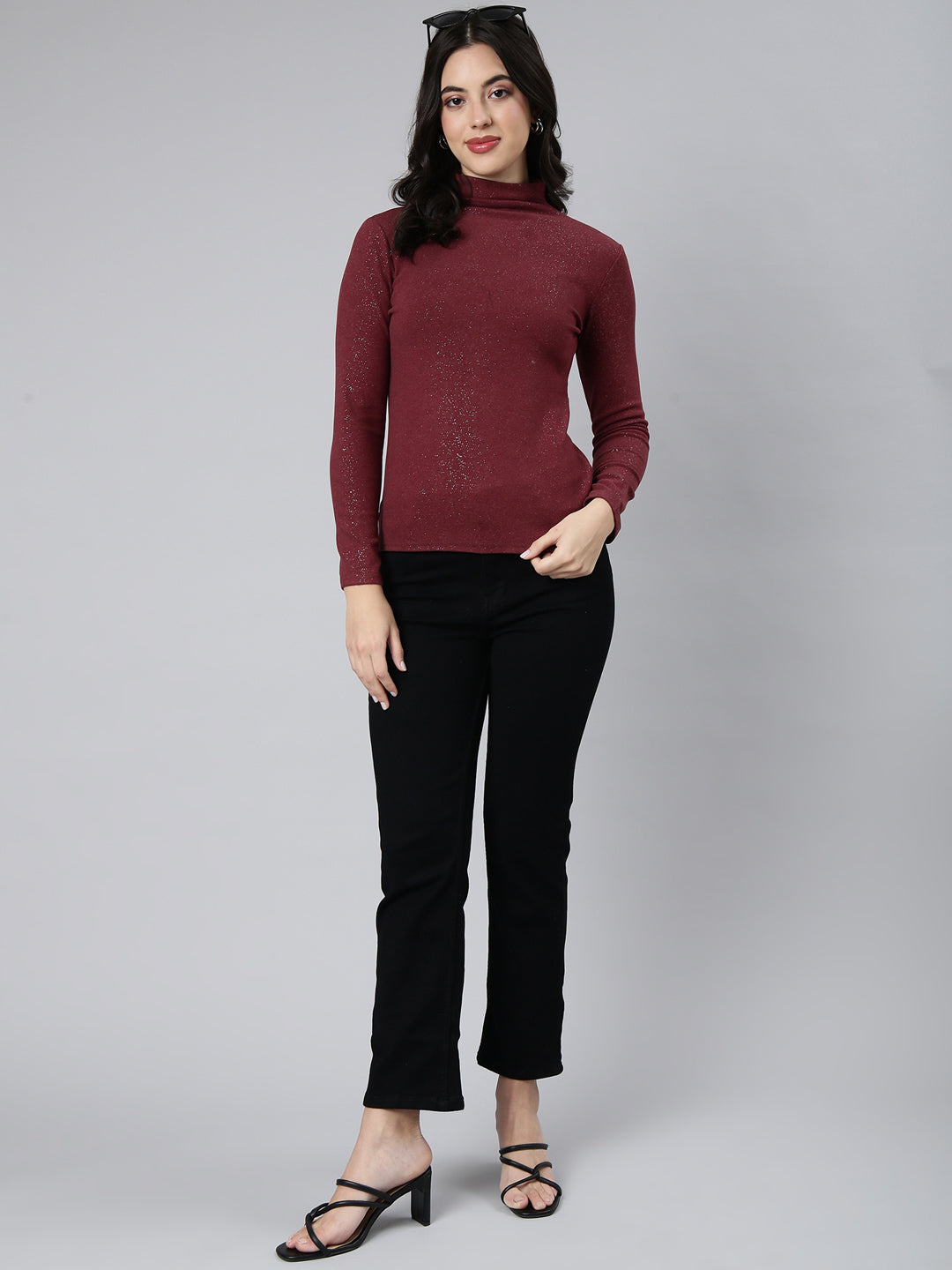 Women Solid Maroon Top