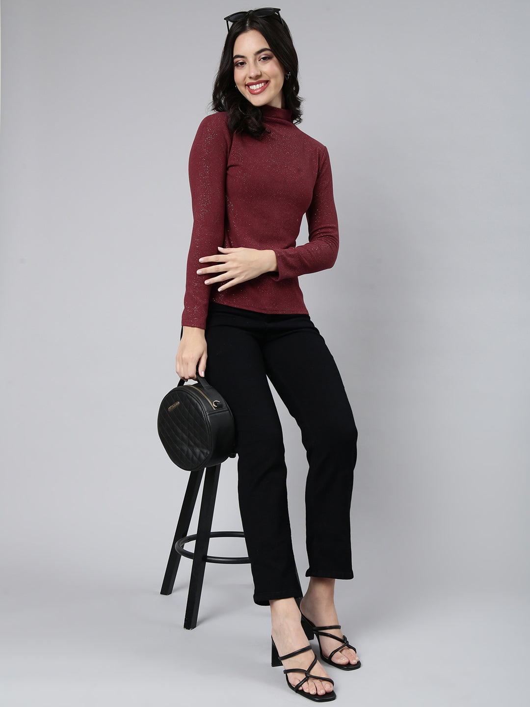 Women Solid Maroon Top