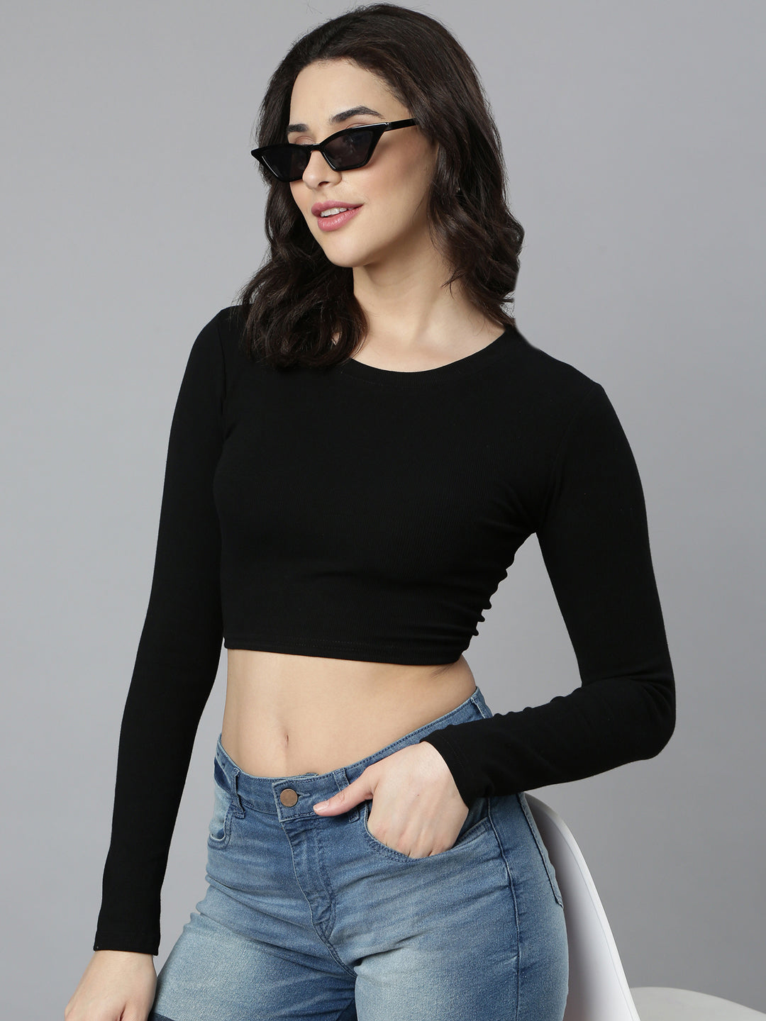 Women's Black Crop Top