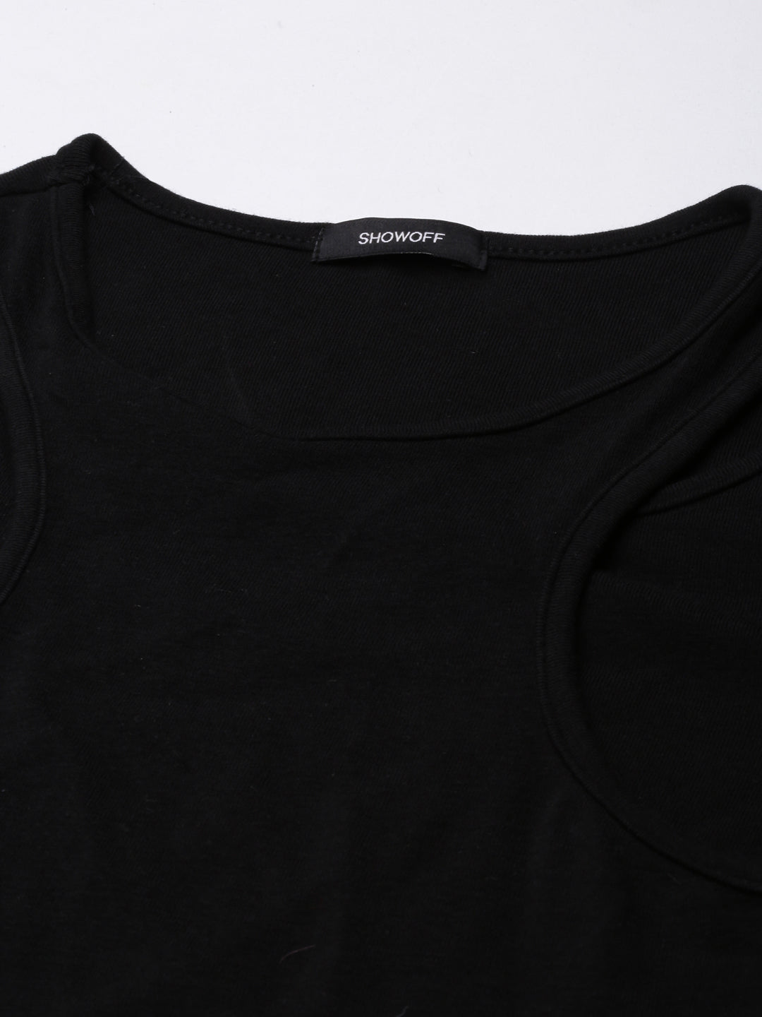 Women Solid Black Crop Top