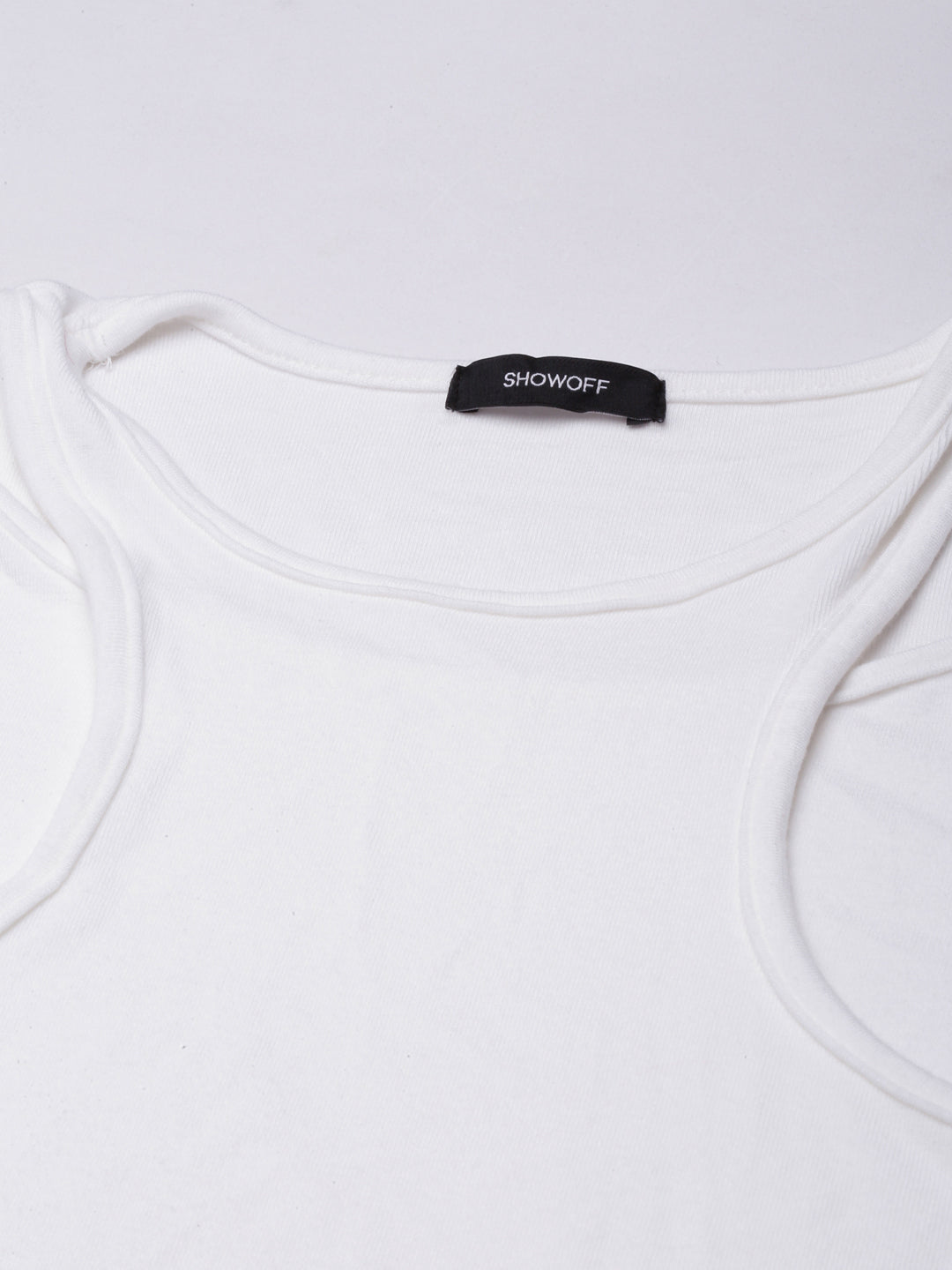 Women Solid Off White Crop Top