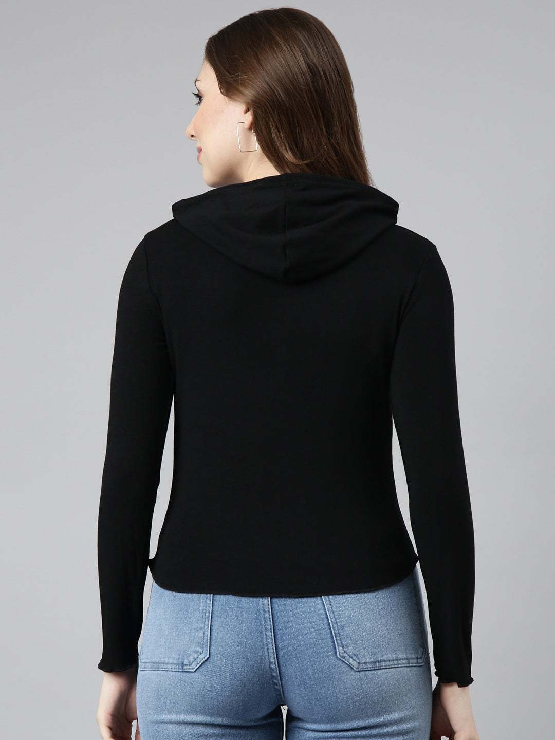 Women Black Solid Pullover Sweatshirt