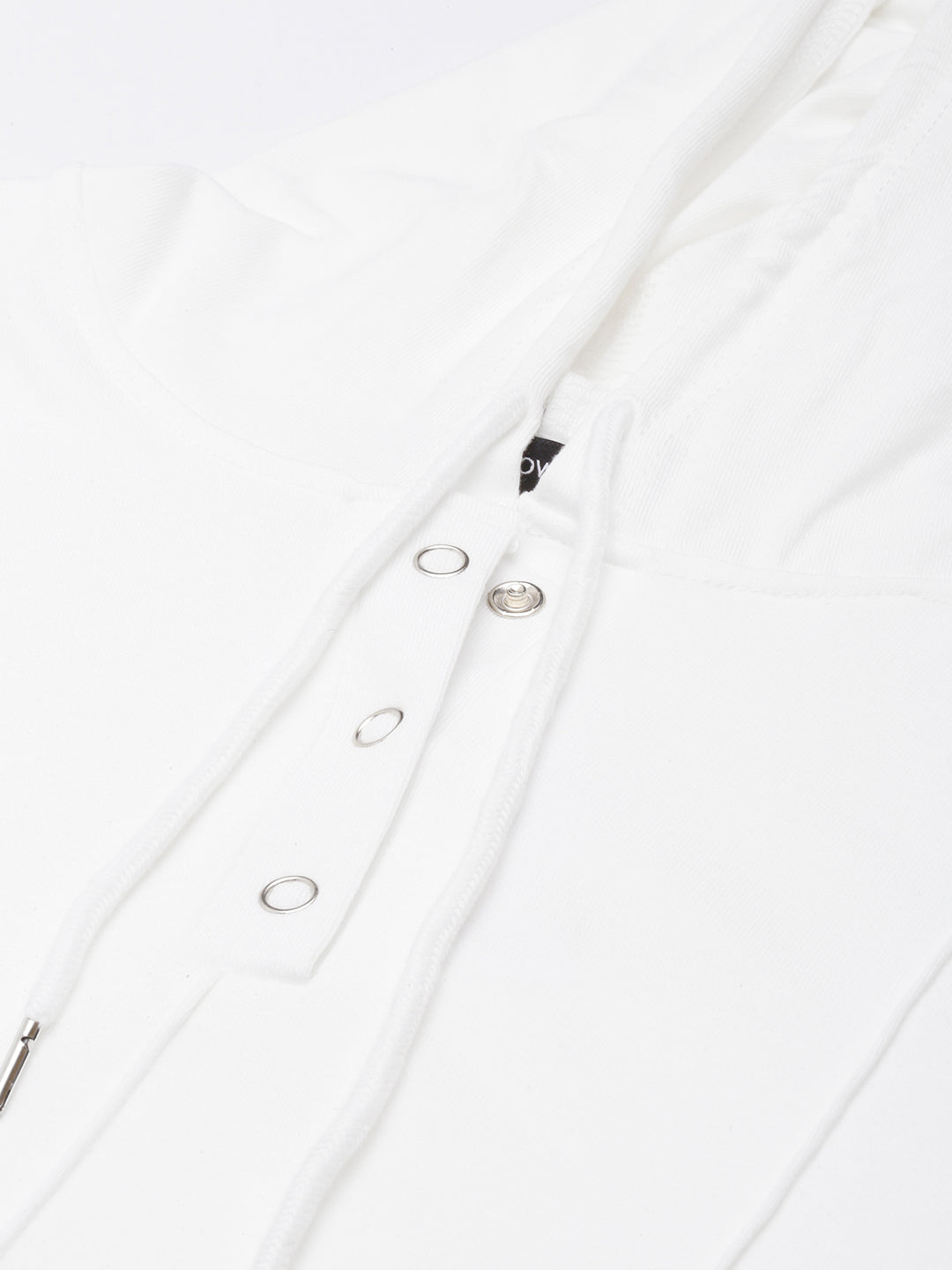 Women's White Solid Pullover Sweatshirt