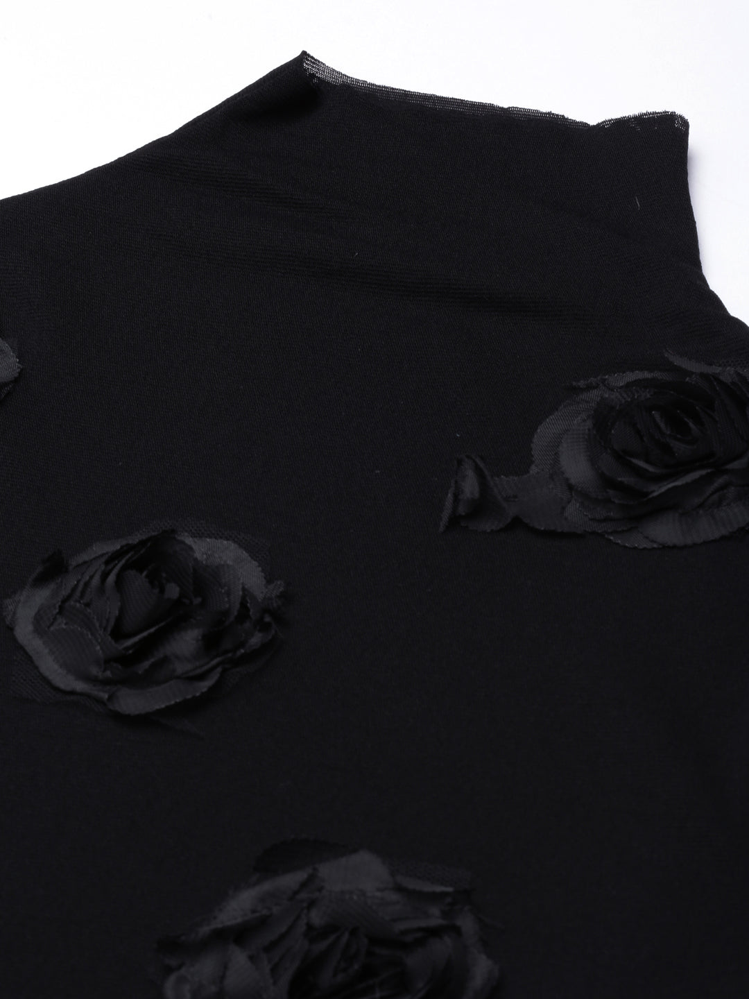 Women Black Embellished Fitted Top