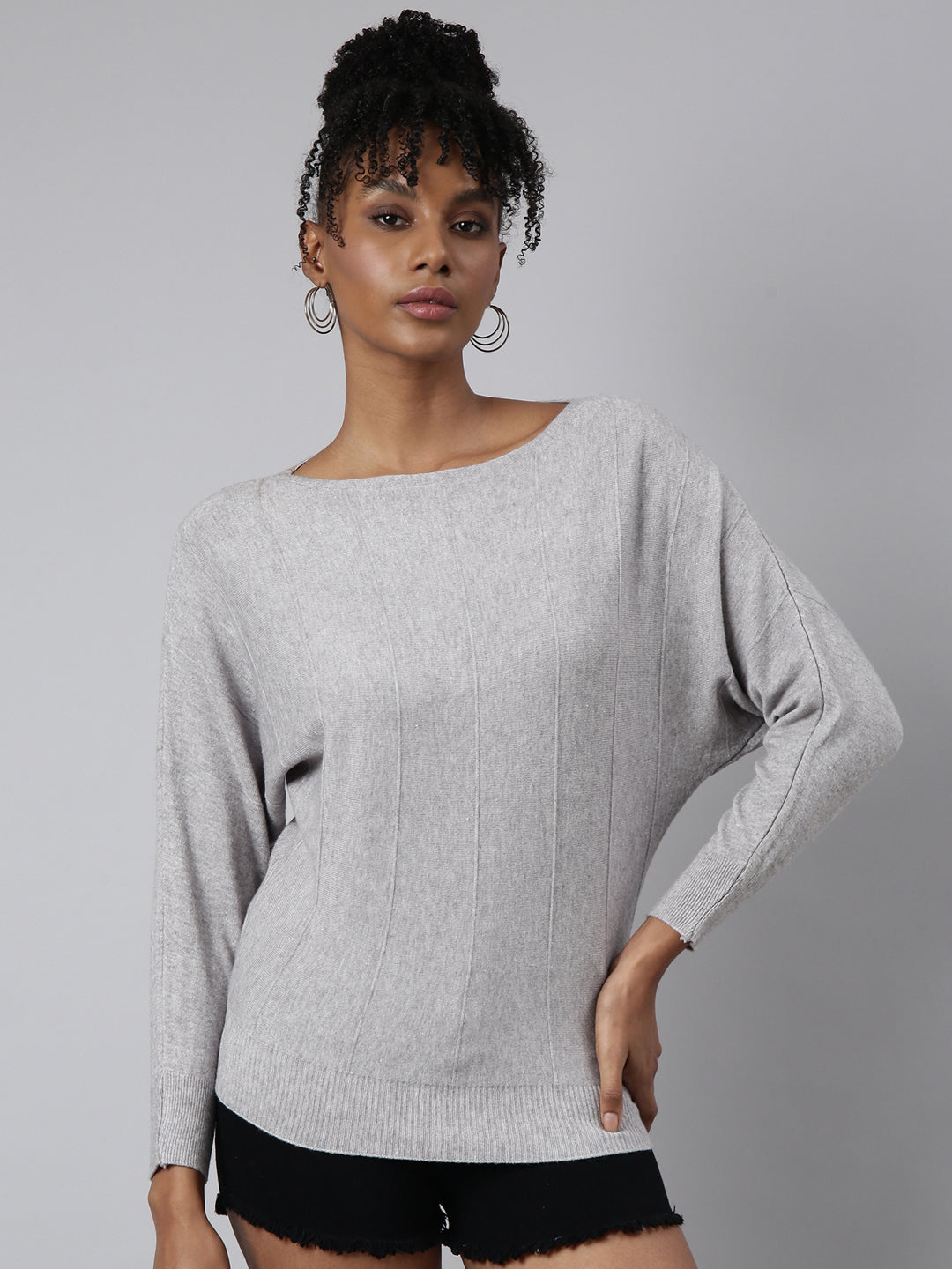 Women Grey Solid Top