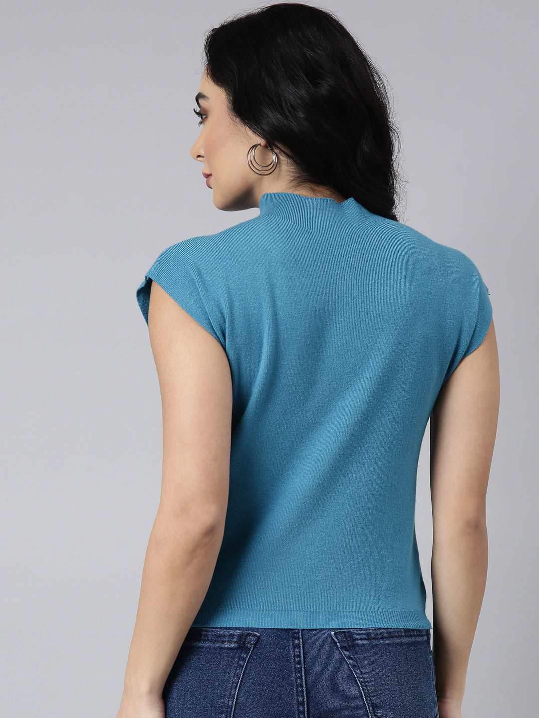 Women's Blue Solid Top