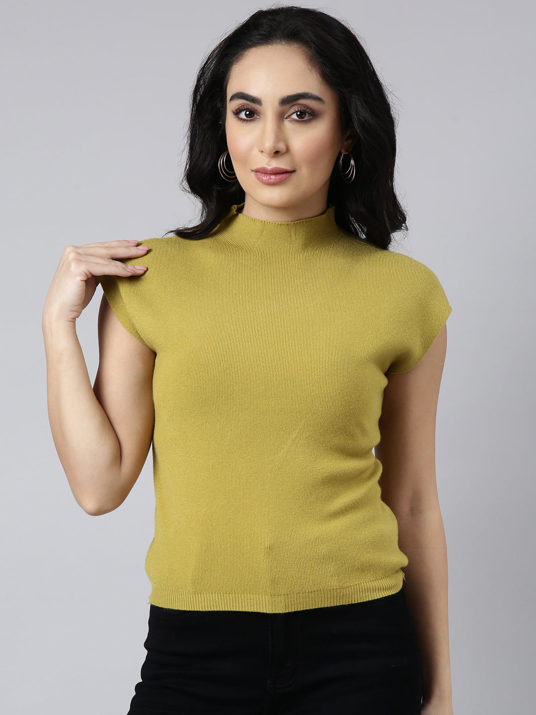 Women's Green Solid Top