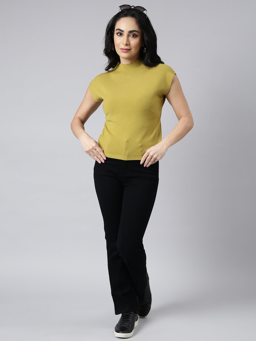 Women's Green Solid Top