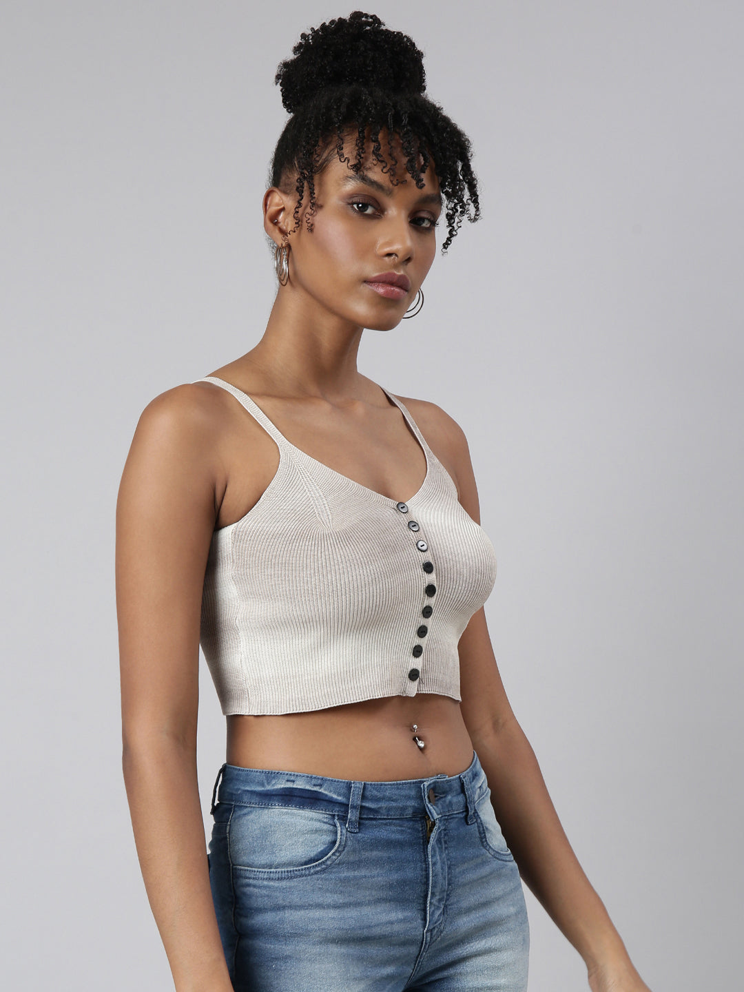 Women Grey Tie and Dye Bralette Crop Top