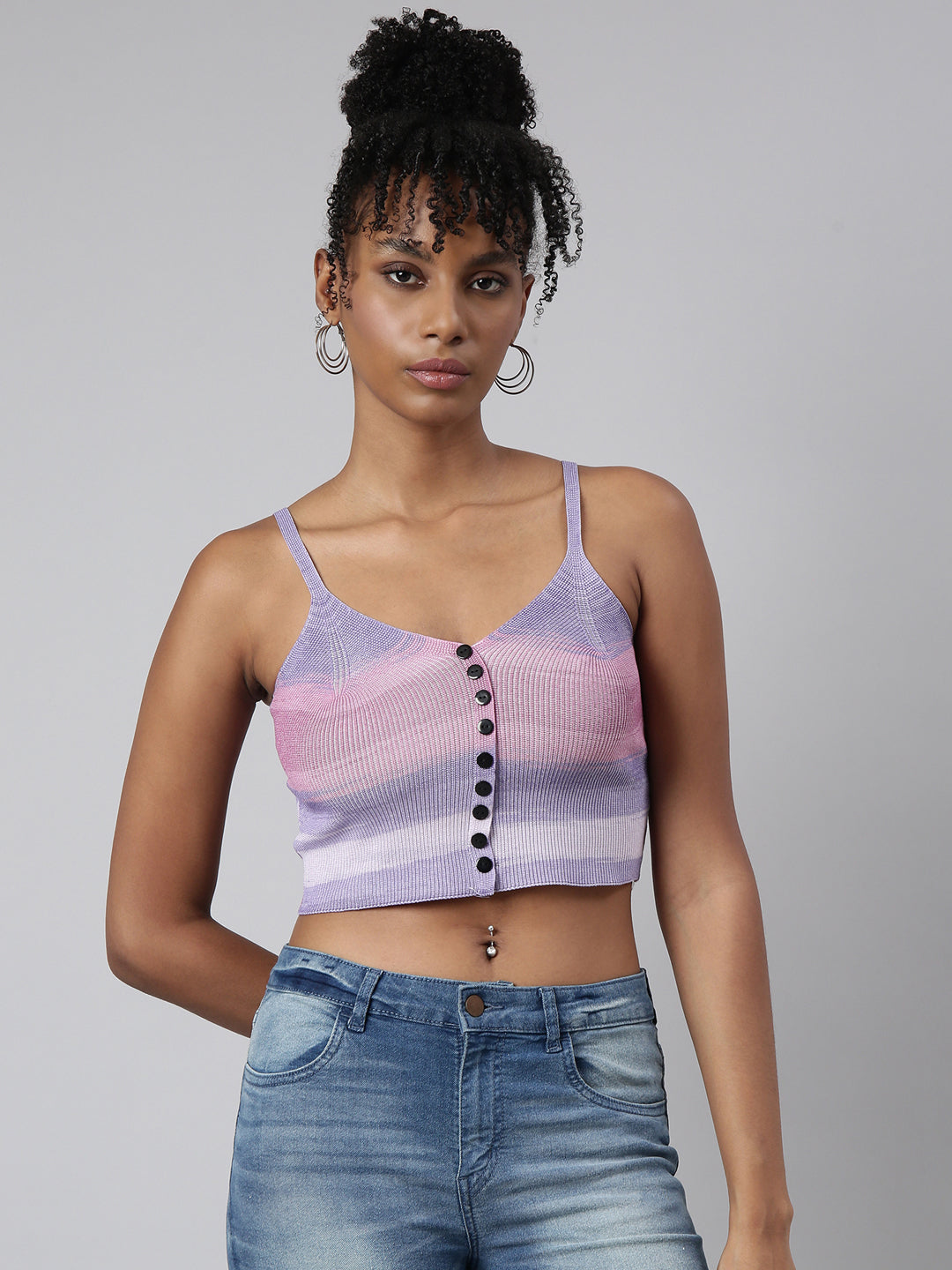 Women Lavender Tie and Dye Bralette Crop Top