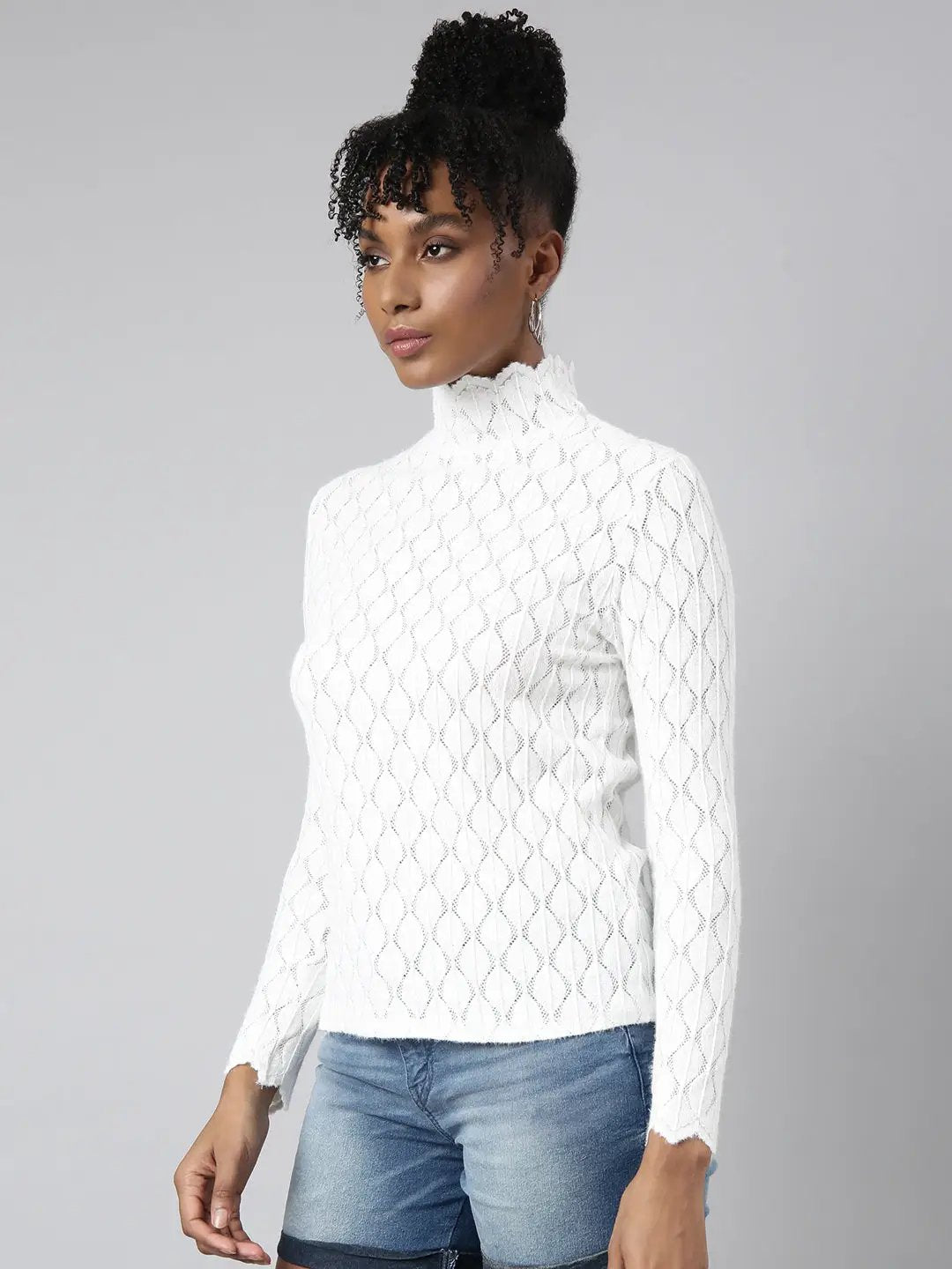 Women's White Geometric Top