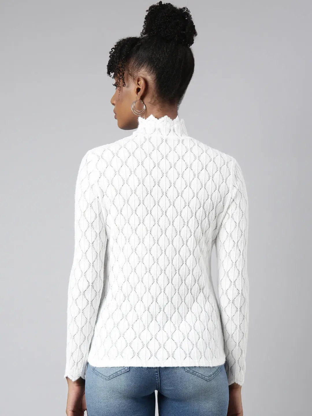 Women's White Geometric Top