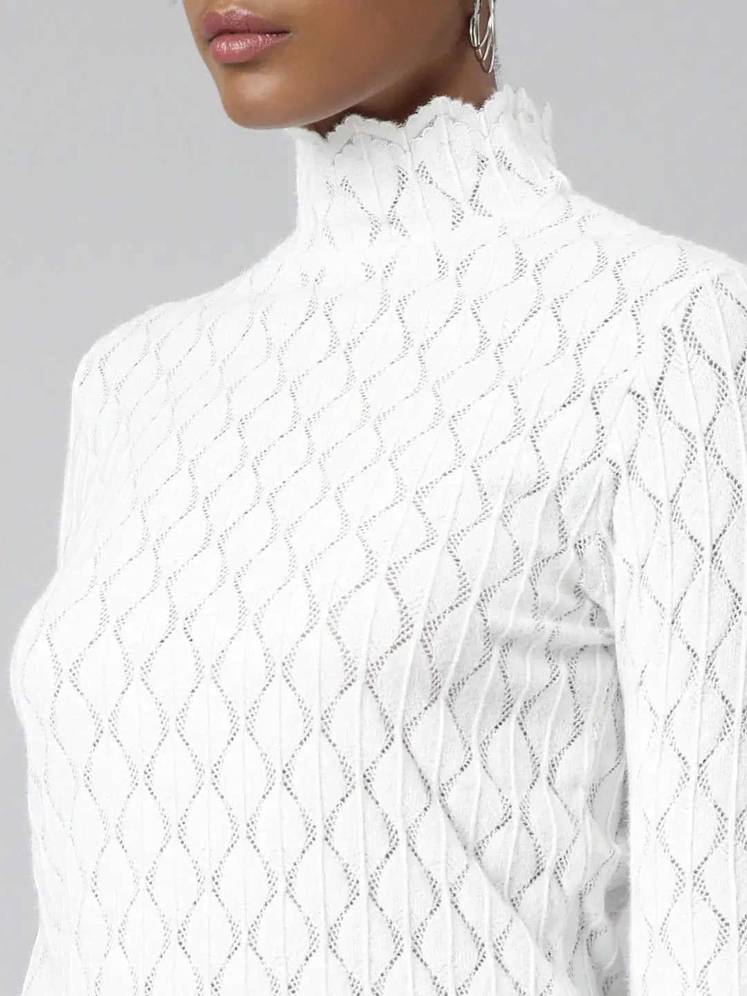 Women's White Geometric Top