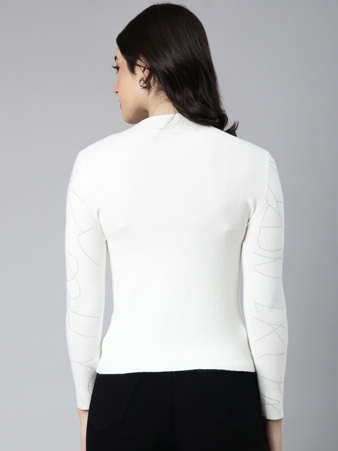 Women Solid Off White Top