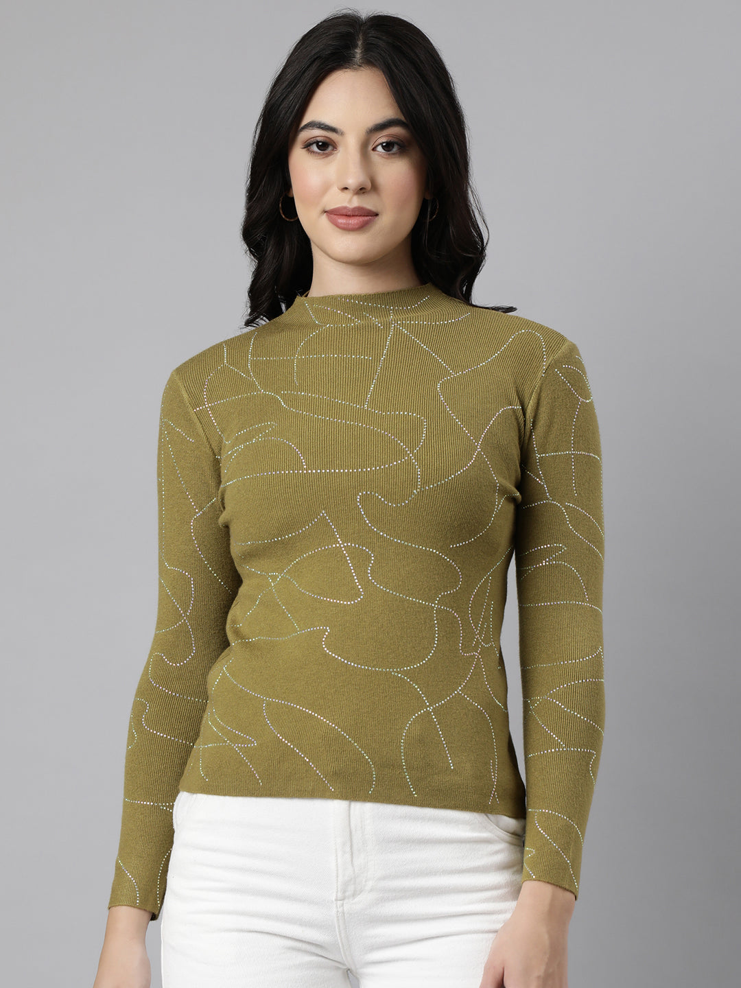 Women Solid Olive Top