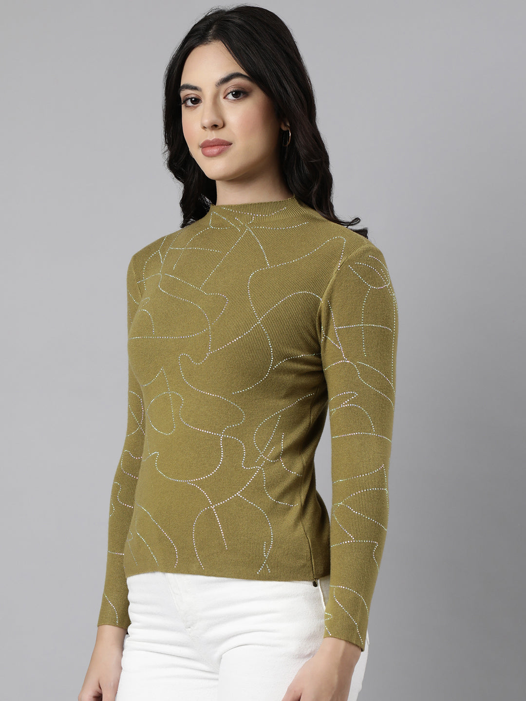 Women Solid Olive Top