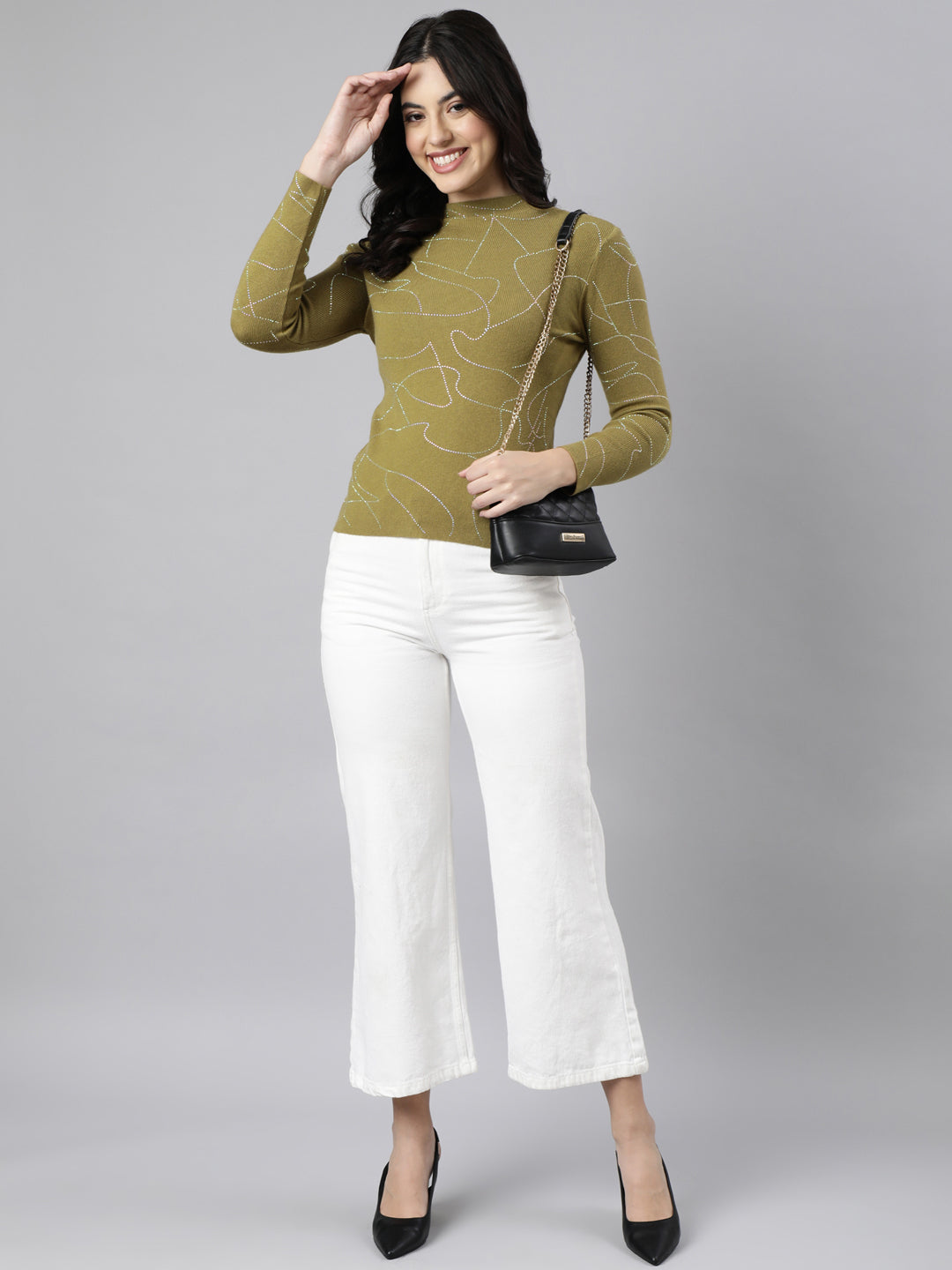 Women Solid Olive Top