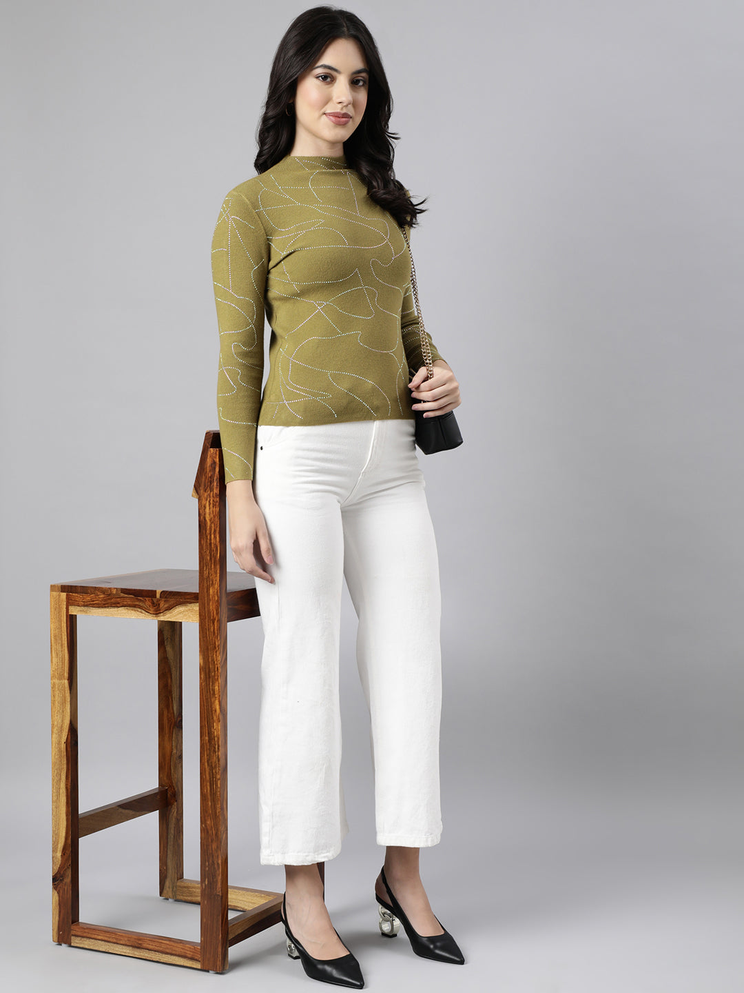 Women Solid Olive Top