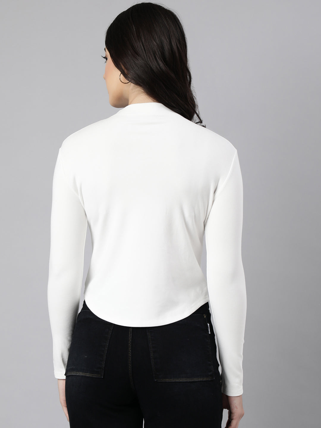 Women Solid Off White Top