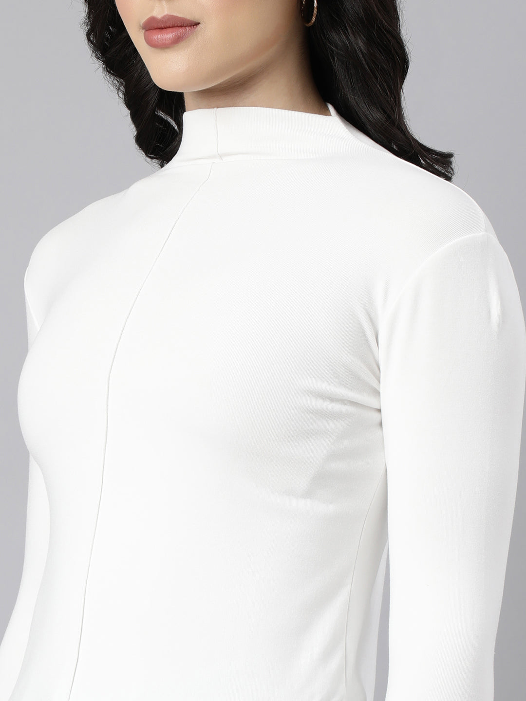 Women Solid Off White Top