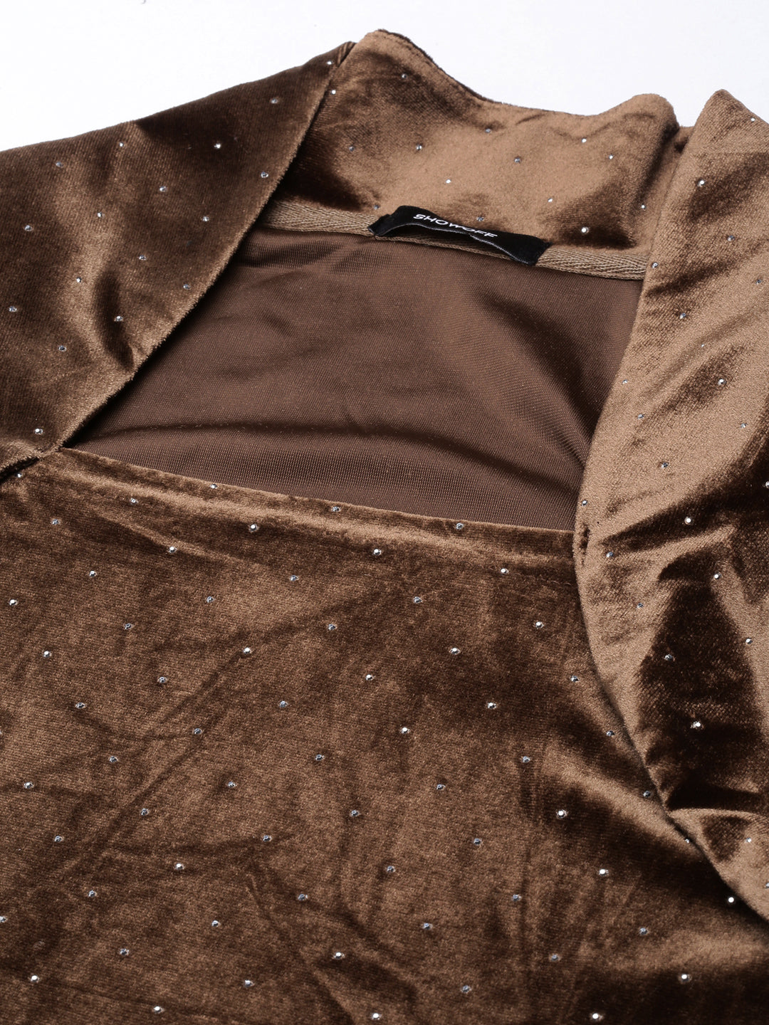 Women's Brown Solid Fitted Top